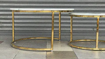 CAELIA IV (Ø60,80cm Gold) Nesting Coffee Table with Faux Marble Top